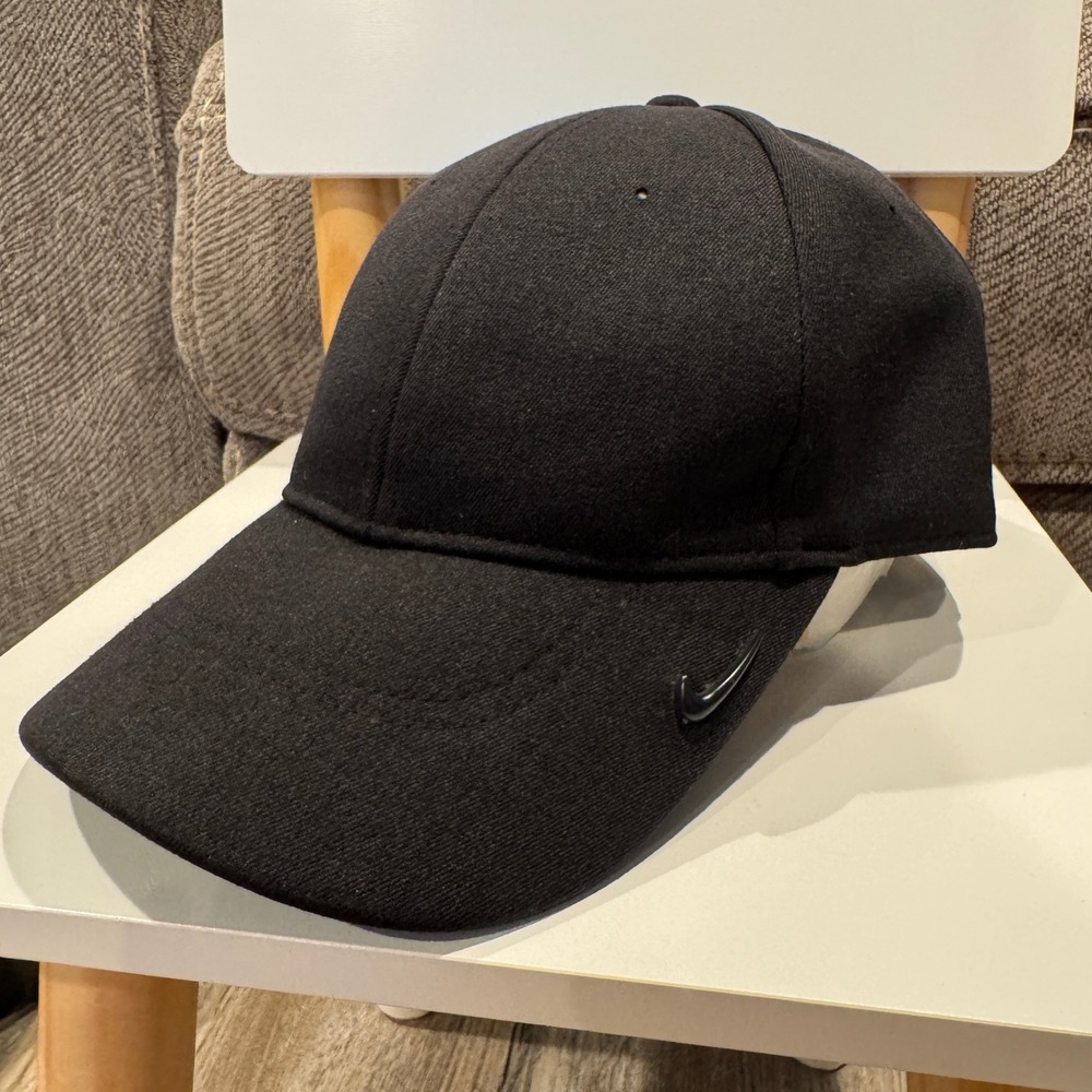 Nike Legacy 91 Hat Black Dri-Fit Metal Swoosh Logo Dad Cap Strapback